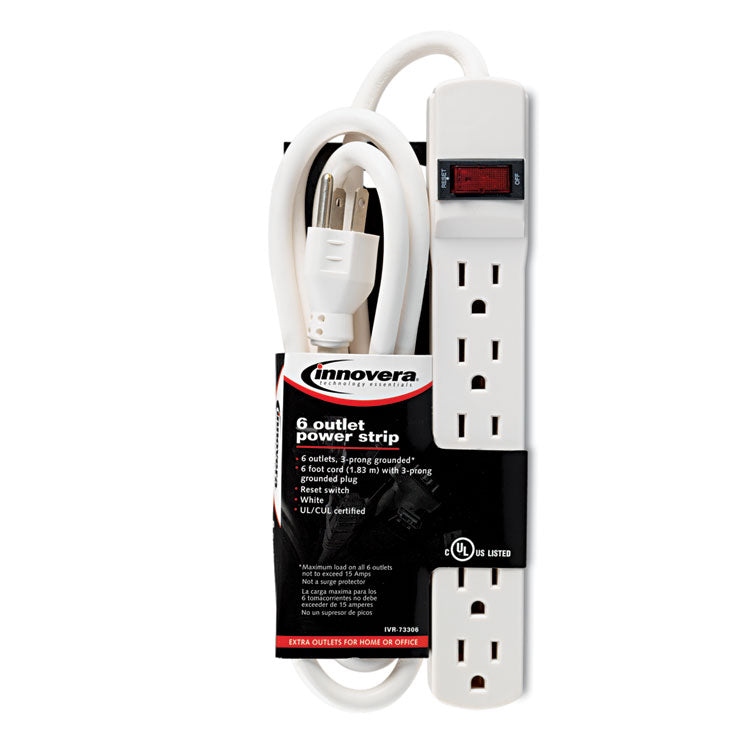 Innovera® Power Strip, 6 Outlets, 6 ft Cord, Ivory (IVR73306) Each