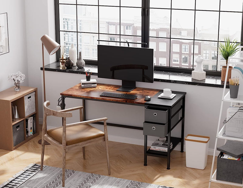 47″ Desk with Drawers and Shelves for Home Office