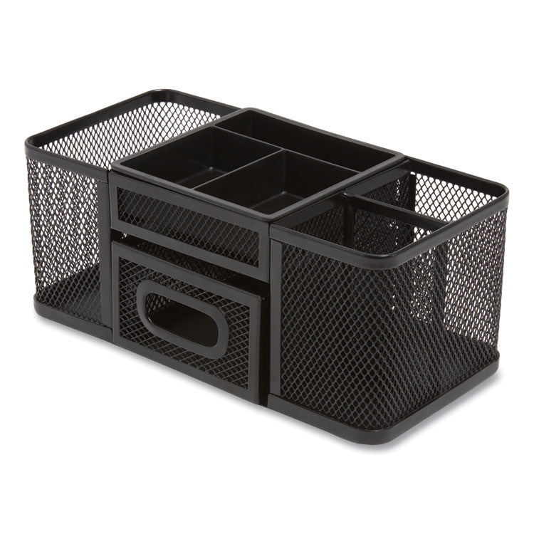 TRU RED™ Seven Compartment Wire Mesh Accessory Holder, 4.45 x 9.33 x 3.86, Black (TUD24402454) Each