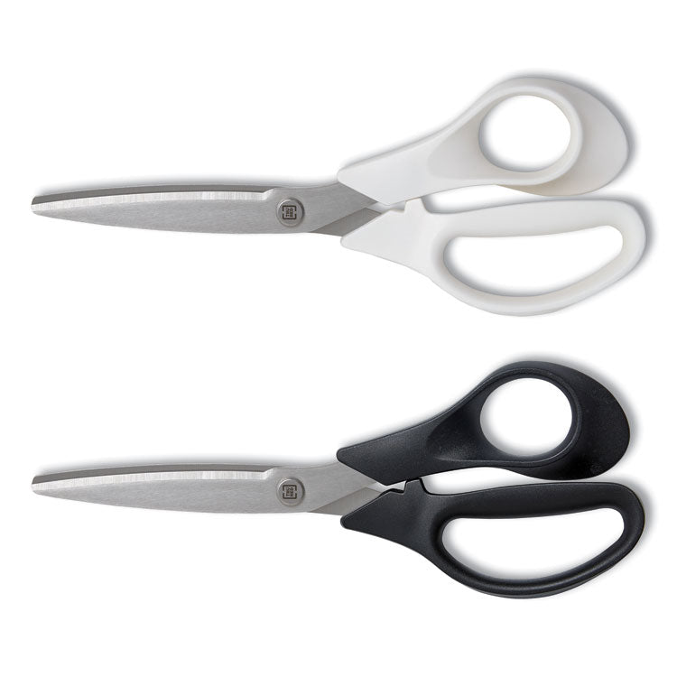 TRU RED™ Stainless Steel Scissors, 8" Long, 3.58" Cut Length, Assorted Straight Handles, 2/Pack (TUD24380494) Pack of 2