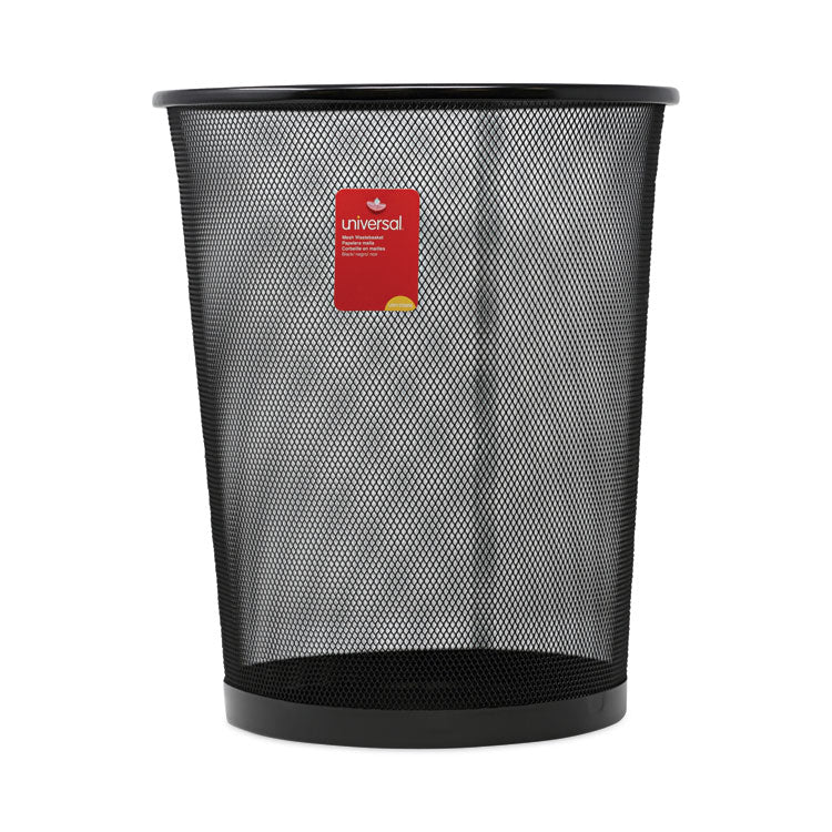 Universal® Mesh Wastebasket, 18 qt, Steel Mesh, Black (UNV20008) Each