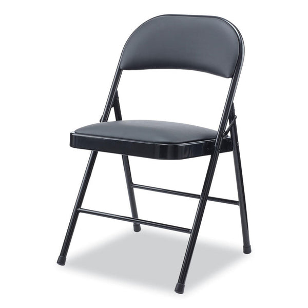 Alera® Alera PU Padded Folding Chair, Supports Up to 250 lb, Black Seat, Black Back, Black Base, 4/Carton (ALECA9416) Case of 4