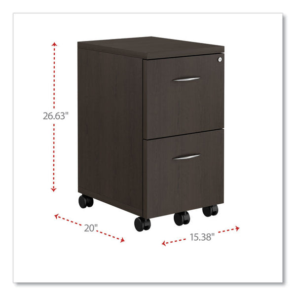 Alera® Alera Valencia Series Mobile Pedestal, Left or Right, 2 Legal/Letter-Size File Drawers, Espresso, 15.38" x 20" x 26.63" (ALEVA582816ES) Each